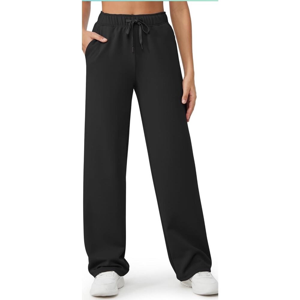 G4Free Fleece Lined Pants Women Wide Leg Sweatpants with Pockets Dark Grey M BB1